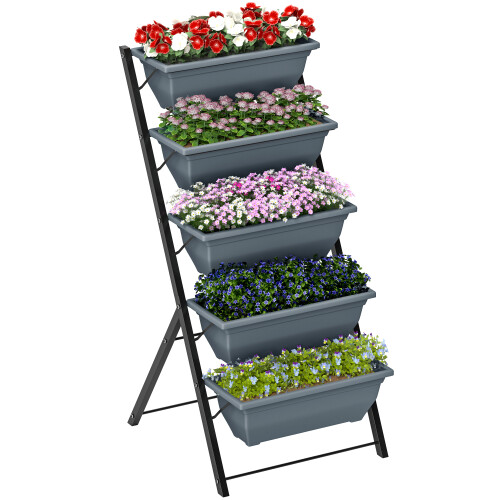 Outsunny Outsunny 5-Tier Raised Garden Bed, Ladder Planter with 5 Removable Boxes 1