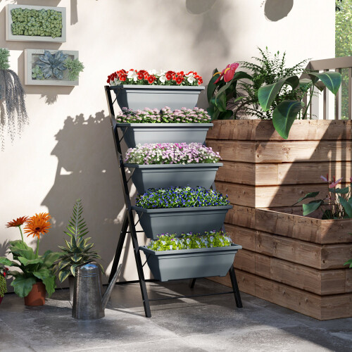 Outsunny Outsunny 5-Tier Raised Garden Bed, Ladder Planter with 5 Removable Boxes