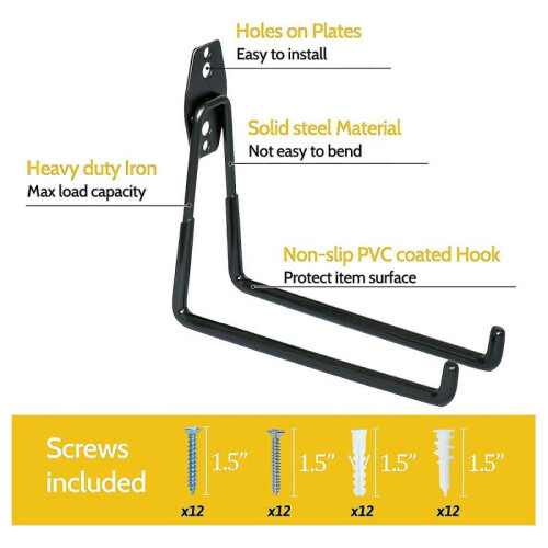 Gara Hooks 6 Pack Stora Hooks Duty Steel Tool Hs for Utility Izer, Mo 2