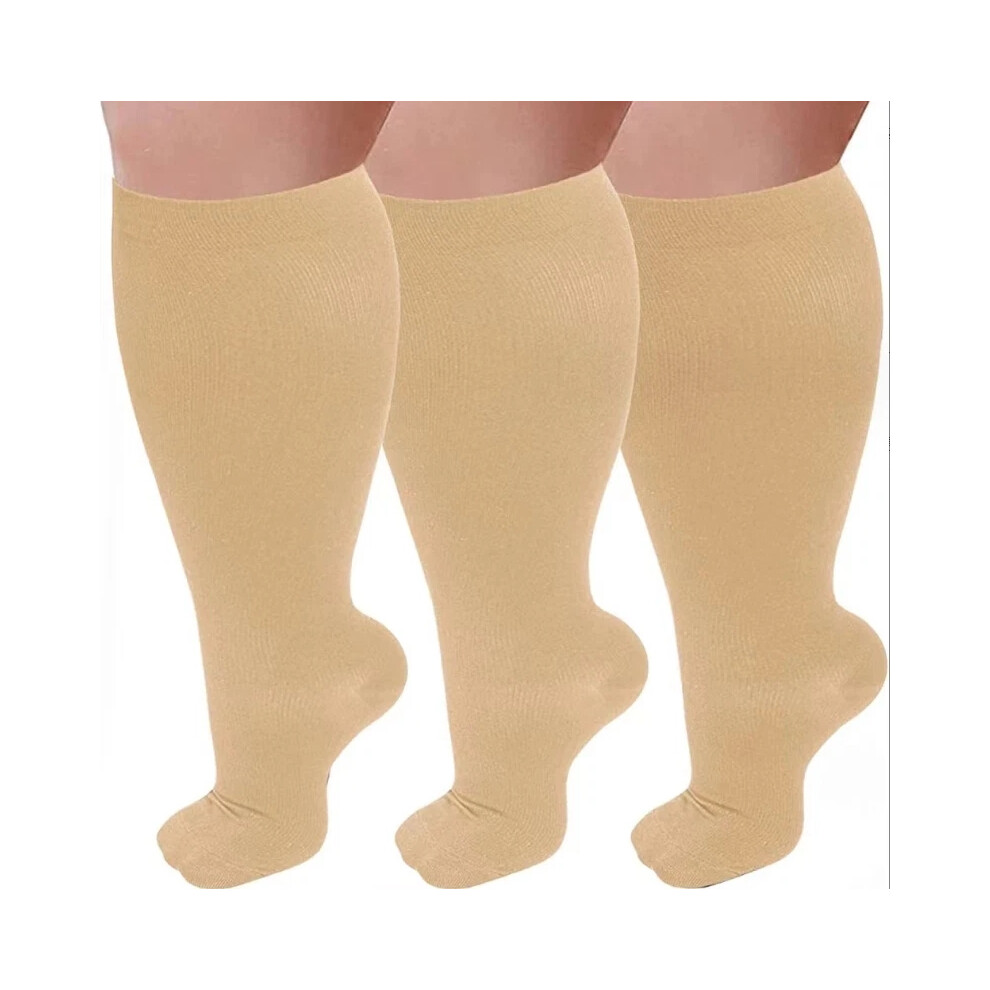 (Skin 03, 4XL) Plus Size Compression Socks Wide Calf Support for Men And Women  2XL-7XL New