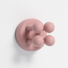 (Pink) 6pcs Silicone Adhesive Hook Utility Stand Plug Cable Holder Key Hook For Bathroom Kitchen