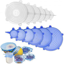 12pcs Silicone Stretch Reusable Container Lids Food Covers Fit All Shape Containers