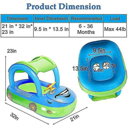 Inflatable Baby Swimming Ring Boat Seat 2