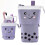 (Purple) Pencil Case Pull Down Wave Point Pen Holder Case Retractable Capacity Canvas 2