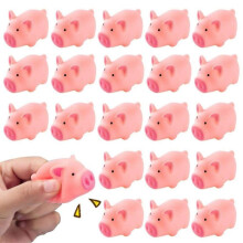 20pcs Miniature Pink Piggy Squeak Toy Figures for Kid Toy Cake Toppers