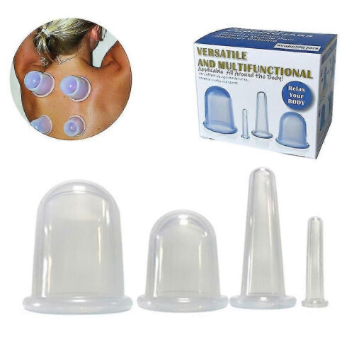 (Transparent) 4pcs Silicone Vacuum Cup, Cupping Therapy Set 1