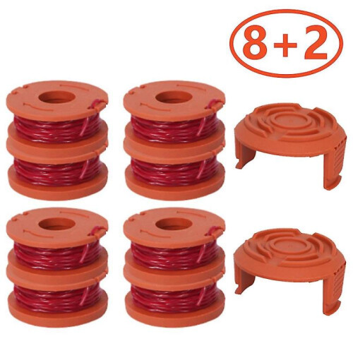 8pcs Replacement Lawnmower Spools with 2 Cap Cover for Worx Thread
