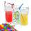 100pcs Clear Drink Pouches Reusable Drinks Bags Portable Stand-up with Straw 1