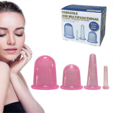 (Pink) 4pcs Silicone Vacuum Cup, Cupping Therapy Set