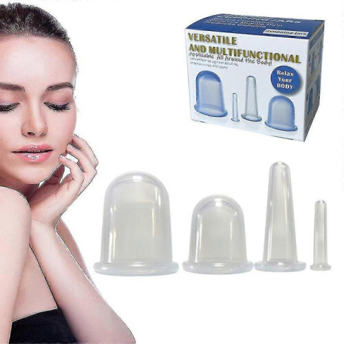(Transparent) 4pcs Silicone Vacuum Cup, Cupping Therapy Set