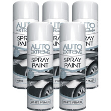 5 x 250ml White Primer Spray Paint Aerosol Car Van Bike Restore Metal