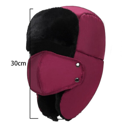 (Burgundy) Winter Cold Proof Thickened Warm Cotton Cap 1