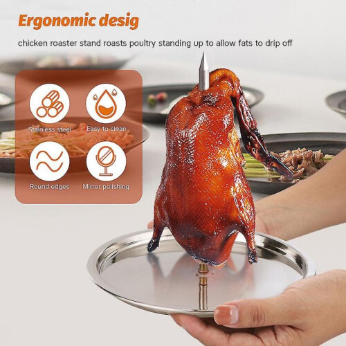 Chicken Bbq Rack with Base Fish Stainless Steel Roaster Poultry Vertical Skewer 1