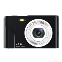Cámara digital de 48 MP con zoom 16X, 1080P, pantalla IPS de 2,4" y 32 GB, ideal para viajes y ceremonias de graduación, color negro.
