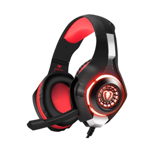Fone de Ouvido com Microfone e Luz Led para Xbox One Pc Laptop Vermelho