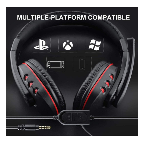 Casque de jeu filaire 3,5 mm avec microphone pour PS4, Xbox One S, noir 1