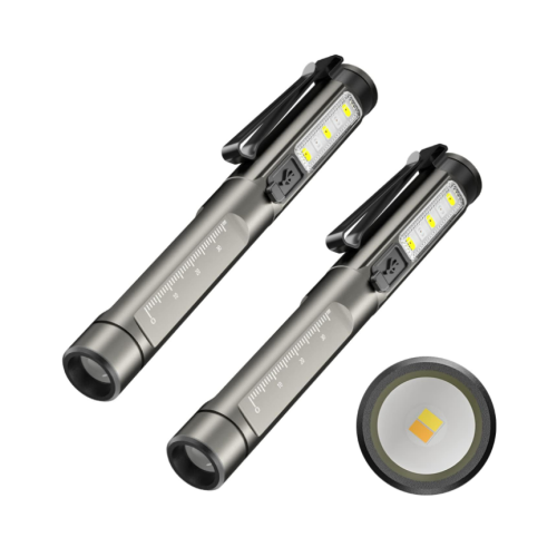 Lampe LED étanche rechargeable noire T090 avec clip de couvercle
