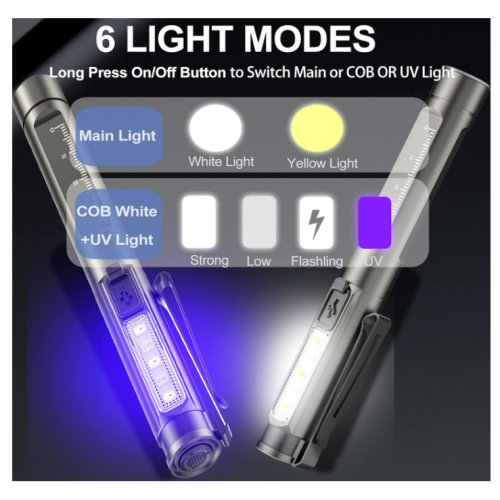 Lampe LED étanche rechargeable noire T090 avec clip de couvercle 2