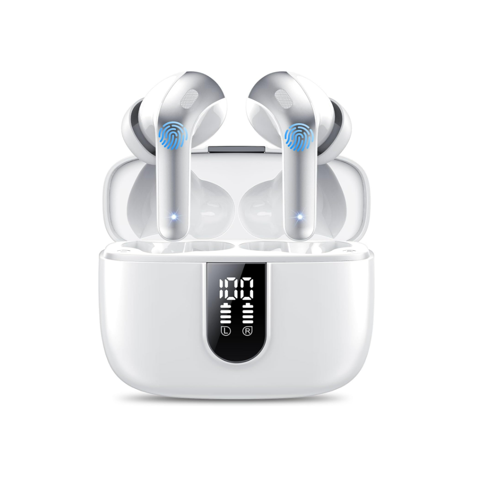 Wireless Earbuds, 50Hrs Playtime Bluetooth Earphones, Bluetooth Headphones 5.3, Bass Boost 85%, Mini Earbuds Ipx7 Waterproof, Usb-C(White) White 6976918330499