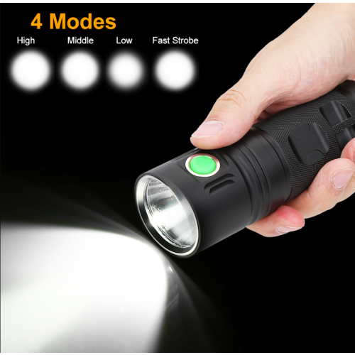 Ultra Light Portable Waterproof Rechargeable LED Flashlight Mini Torch with Lanyard(Black) 1