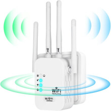 Wifi opakovač, výkonný zosilňovač Wifi signálu, 4 antény, 2 LAN porty, Wifi extender pre domácnosť a kanceláriu, pokrytie až 300 m²,