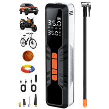 Compressor Ar Portátil Inflador Pneus 6000Mah Bomba Pneu Elétrica Rápida 4X Bomba Ar para Pneus Carro com Manômetro Digital/Luz