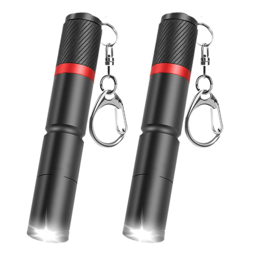 Mini LED Keychain Flashlight, 2 Pack Pocket Size Torch with 3 Light Modes, Waterproof Ultra Bright Portable Key Chain Small Flash Light(Black)