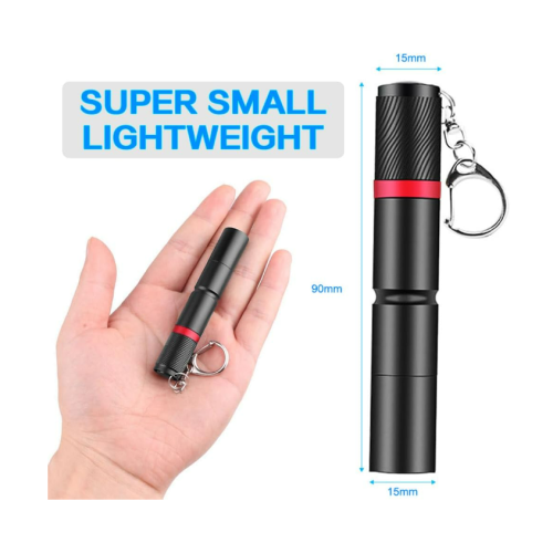 Mini LED Keychain Flashlight, 2 Pack Pocket Size Torch with 3 Light Modes, Waterproof Ultra Bright Portable Key Chain Small Flash Light(Black) 1