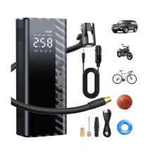 4-IN-1 3X Faster Tire Inflator Portable Air Compressor, True 150PSI Air Pump For Car Tires Cordless 12000mAh &12V DC Bike Pump(Black)