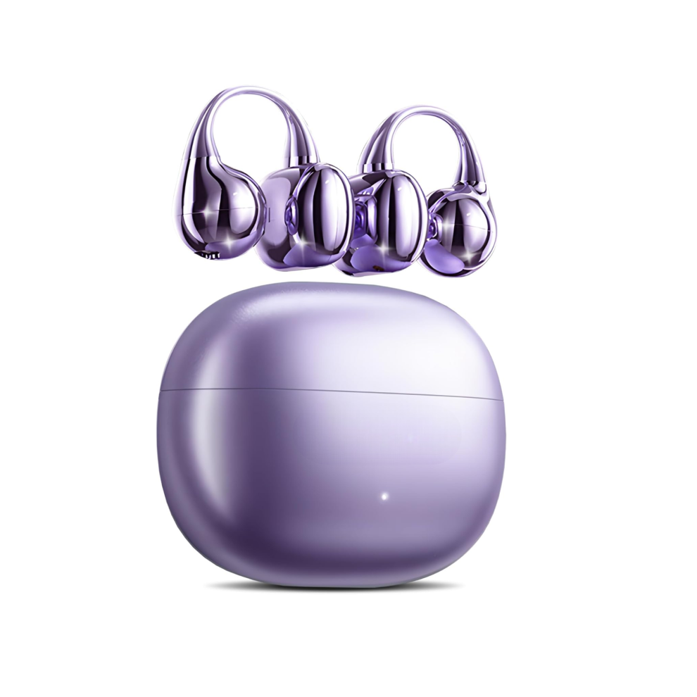 Clip On Earbuds Open Ear Wireless Bluetooth 5.4 Headphones With Mic,50H Play,Noise Cancelling,Waterproof(Purple) Purple 6976918066473