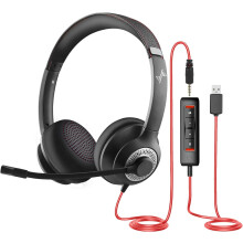 Fone de Ouvido Usb para Pc Intra-Auricular com Microfone com Cancelamento de Ruído e Controle Remoto para Aulas On-Line de Home Office