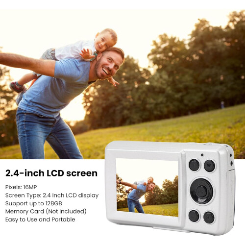 Câmera Digital de 16 Mp Câmera Ccd Pequena e Compacta com Display Lcd Estilo Retrô Adequada para Adolescentes e Adultos Prata 1
