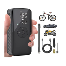 Portable Tire Inflator, 150PSL Wireless Smart Charging Pump, with LED Display, Lighting, 3 Nozzle Adapters(Black)