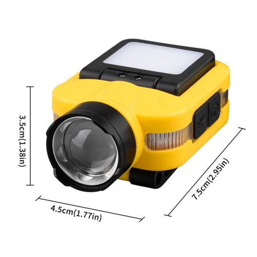 Luz De Clipe De Chapéu Recarregável, Luz De Chapéu À Prova Dágua, Farol Multifuncional Brilhante De 2,95 X 1,77 X 1,38 Polegadas, Lanterna 2