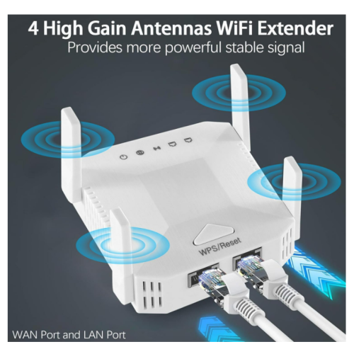 Extensor de señal wifi de 300 Mbps y 2,4 GHz con puerto Ethernet, color blanco. 2