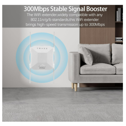 Extensor de señal wifi de 300 Mbps y 2,4 GHz con puerto Ethernet, color blanco. 1