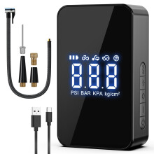 Compressor de Ar Portátil Inflador de Pneus Bomba de Ar Portátil de 12V com Bateria de 6000Mah Tela Digital de 140Psi e Luzes Led de Emer