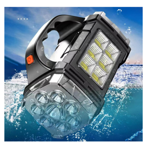 Solar Portable Strong Light Flashlight, Waterproof Powerful Handheld Flashlight, Handheld Powerful Flash Light for Camping(Black) 1