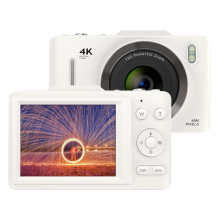 Appareil photo numérique pour enfants FHD 1080P avec carte SD 64 Go, zoom numérique 16x, portable, pour garçons et filles, blanc