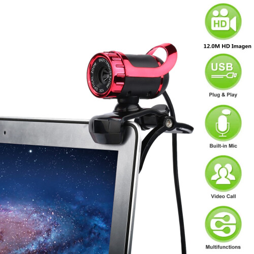 Câmera USB para Laptop de Mesa, Webcam com Foco Manual com Microfone Embutido, Mini Plug and Play com Clipe para Videochamada Webcam, Rotaçã 2