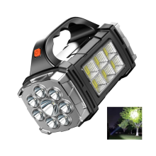 Solar Portable Strong Light Flashlight, Waterproof Powerful Handheld Flashlight, Handheld Powerful Flash Light for Camping(Black)