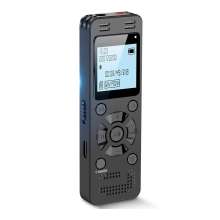 Gravador Digital Ativado Por Voz de 128 Gb para Palestras Reuniões com Função de Reprodução Senha Preto