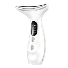 Appareil de massage électrique EMS pour le visage et le cou, 45 C, raffermissant, anti-poches et anti-rides, blanc