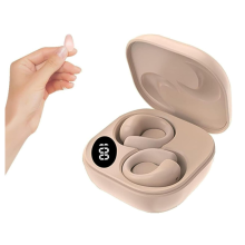 Small Ear Clip Bone Conduction Open Ear Earbuds Wireless Headphones Ear Clip On Bone Conduction Headphones(Khaki)