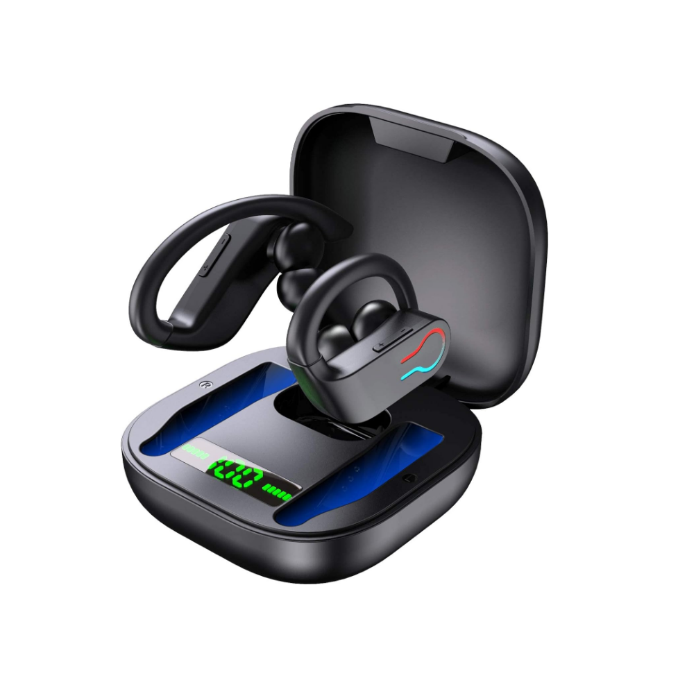 Wireless Earbud, 8Hours Single Playtime Earhooks Headset, Wireless Earphone 6D Stereo Hifi Sound Noise Cancelling(Black) Black 6976918332424