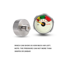 Diving Small Bottle Pressure Gauge, 300BAR, M10 Thread, Suitable for Small Diving Cylinders Diving Tanks - Silver