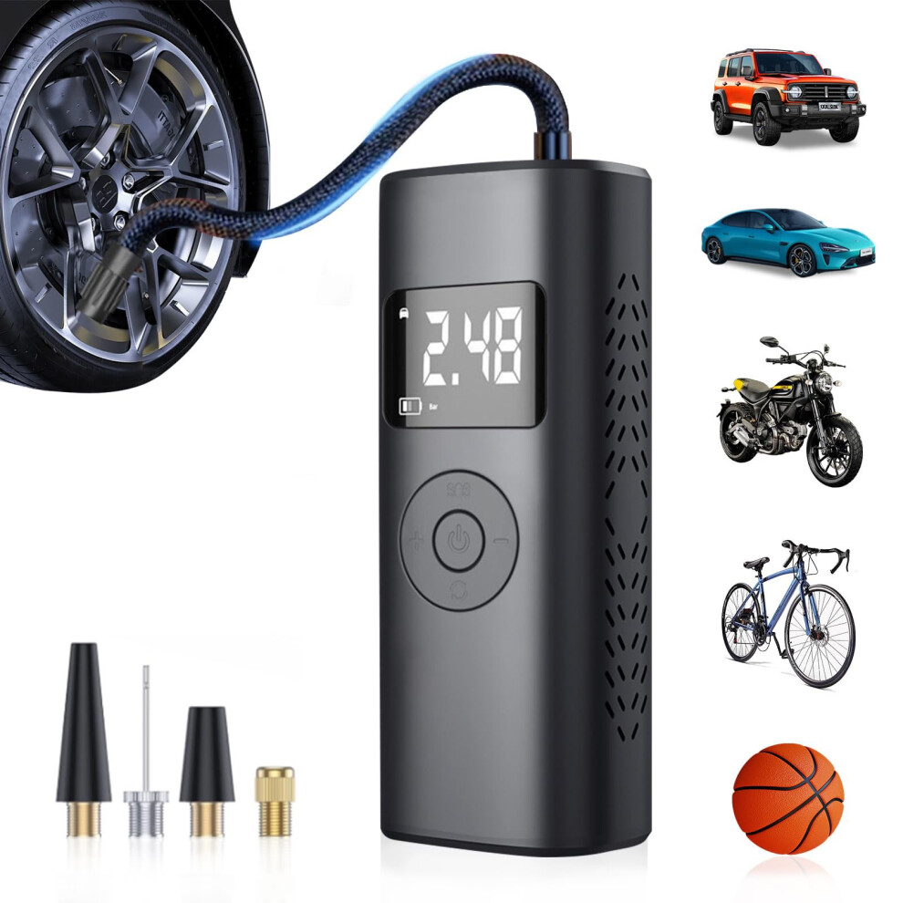 Gonfleur de pneus portable pour voiture, 7 800 mAh, 150 psi, avec lumière LED, fonction de charge d'urgence, compresseur d'air