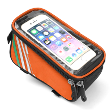 Bags Bicycle Front Tube Frame Cycling Packages Touch Screen Mobile Phone Bags Professional Bicycle Accessories(orange color)