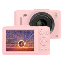 Appareil photo numérique pour enfants FHD 1080P avec carte SD 64 Go, zoom numérique 16x, portable, pour garçons et filles, rose