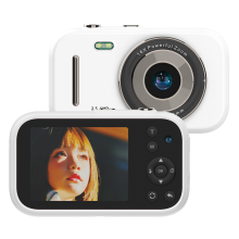 Cámara digital para niños 2 5K UHD 1080P con tarjeta de memoria de 32 GB, zoom 16X, antivibración, adecuada para niños y niñas blancos
